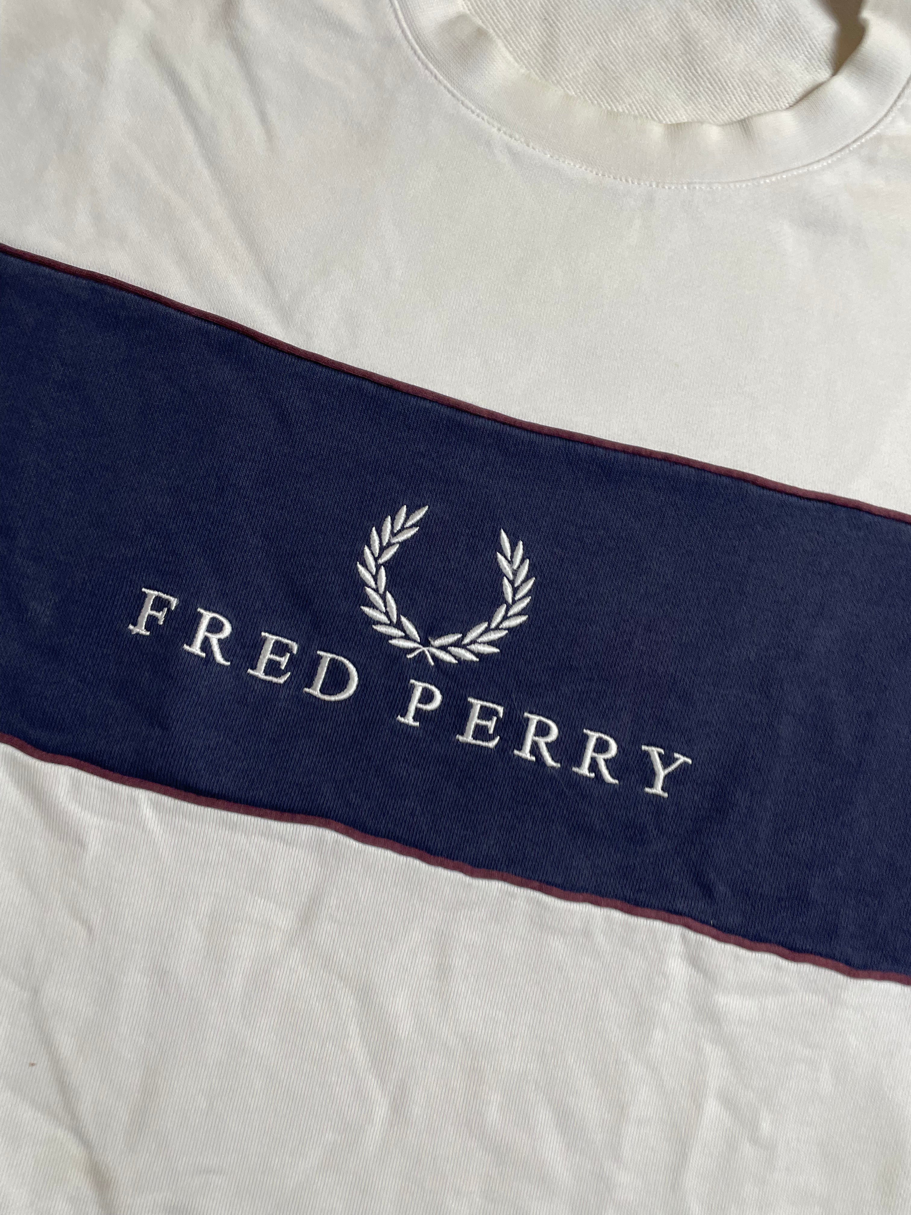 Fred Perry Sweatshirt in weiß, Marineblau - Gr. L